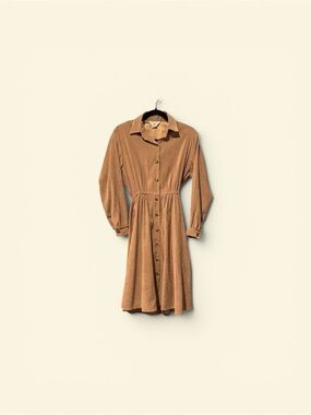 70’s Suede Andrew McMullan Vintage Tan Button-Up Dress